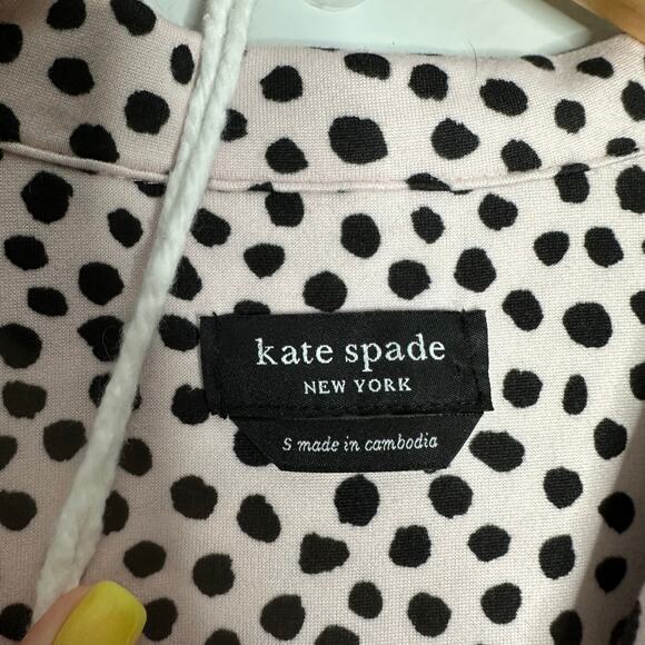 Kate Spade Women's Blush Pink +‎ Black Flamingo Dot 2-Piece Pajama Set Size S - Picture 3 of 8